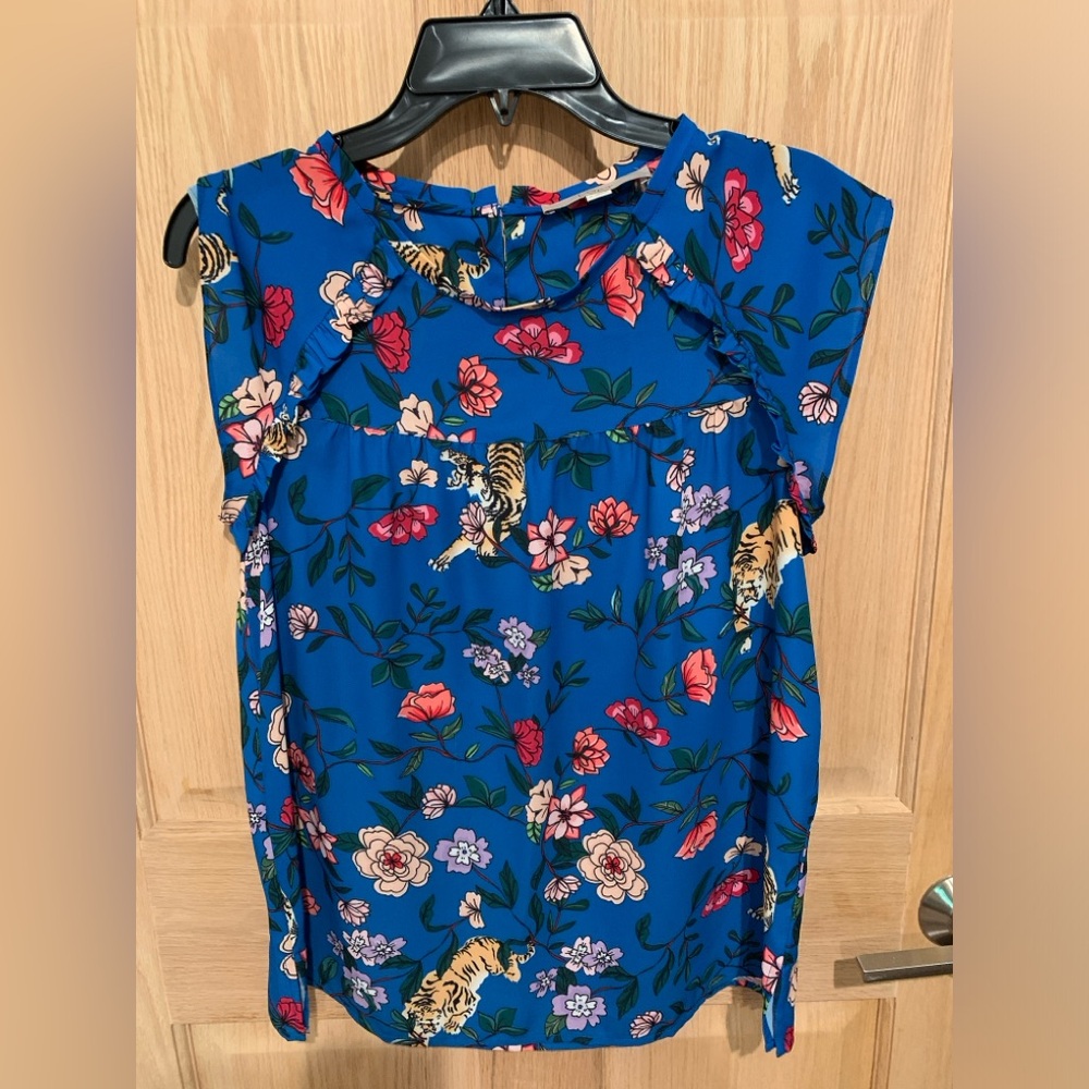 LOFT Floral Tiger Sleeveless Blouse